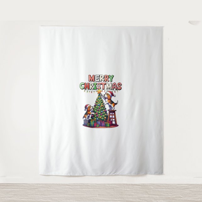 Tapiz Amantes de los animales mascotas Xmas Perros Beagl (Anverso)