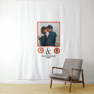 Tapiz Amantes del el día de San Valentín pareja monogram