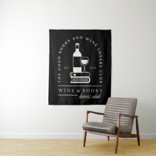 Tapiz Amantes del vino y los libros leyendo chicas noche