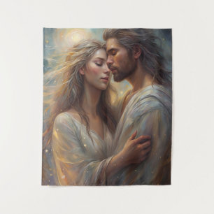 Tapiz Amantes Etéreos Sueño Romántico Impresión en Aceit