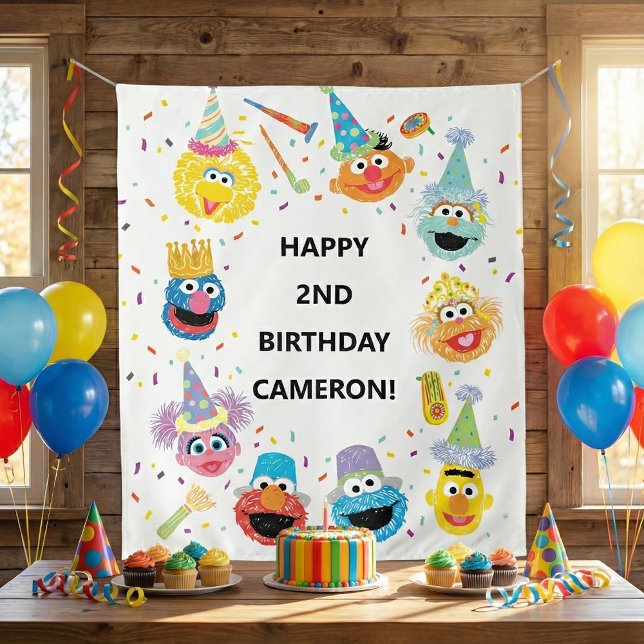 Tapiz Amigos de la Calle Sésamo Bienvenida de Cumpleaños (Subido por el creador)
