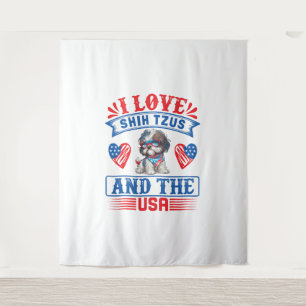 Tapiz Amo a Shih Tzus y a los Estados Unidos