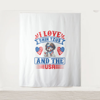 Tapiz Amo a Shih Tzus y a los Estados Unidos