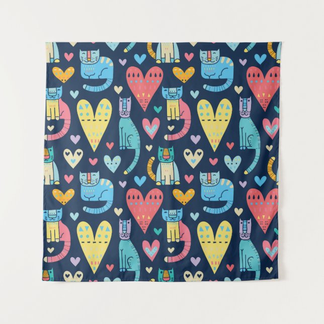 Tapiz Amor a los gatos: colorida inmaculada (Anverso)