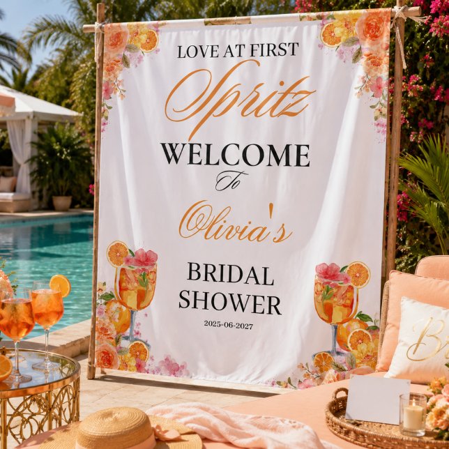 Tapiz Amor al primer Spritz en la despedida de soltera e (Watercolor Love at First Spritz Bridal Shower Tapestry)