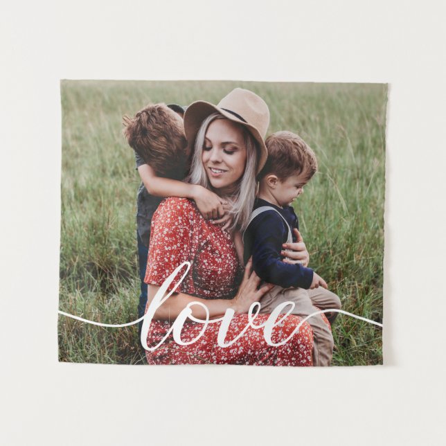 Tapiz Amor con guion de foto personalizada moderna (Anverso (horizontal))