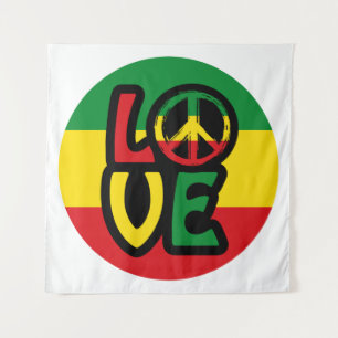 Tapiz AMOR con símbolo de paz, estilo reggae