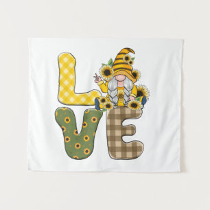 Tapiz "AMOR" en letras mayúsculas con nómadas/girasoles