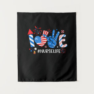 Tapiz Amor Enfermera Vida Bandera Estadounidense 4 De Ju