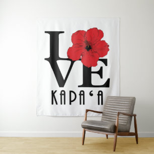 Tapiz AMOR Kapa`a Hawai Rojo Hibiscus