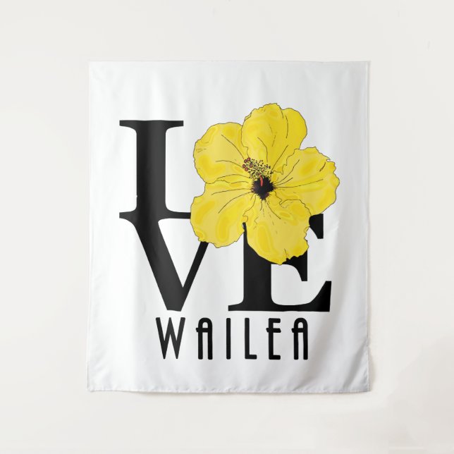Tapiz AMOR Wailea Hawaii Amarillo Hibiscus (Anverso)