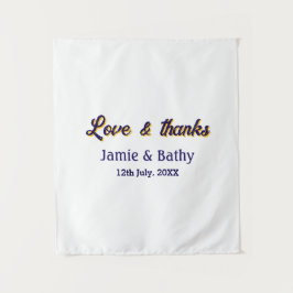 Tapiz Amor y gracias naranja morado nombre fecha pareja