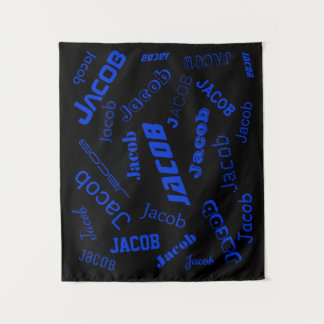 Tapiz Añadir cualquier nombre o palabra | Azul y negro