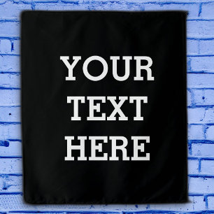 Tapiz Añadir su propio texto Personalizado aquí negro y 