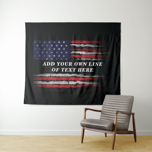 Tapiz Añadir tu propio texto a la bandera norteamericana (In situ (horizontal))