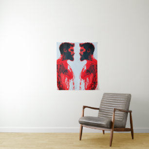 Tapiz Anatomía Roja – Estudio Abstracto del Músculo Huma