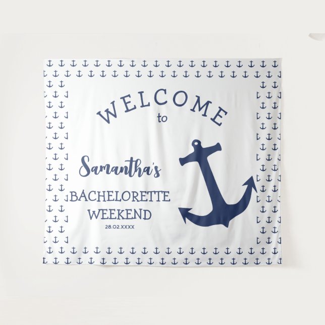 Tapiz Anchor Nautico Beach Bachelorette Party Backups (Anverso (horizontal))