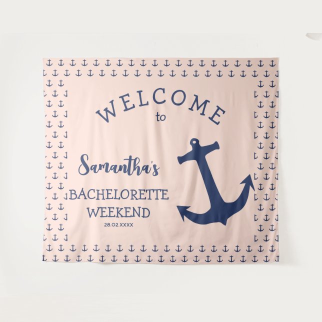 Tapiz Anchor Nautico Beach Bachelorette Party Backups (Anverso (horizontal))