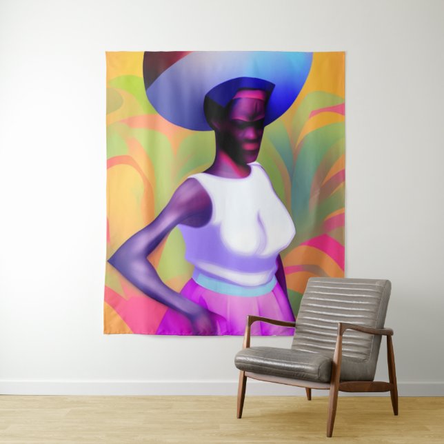 Tapiz Anciana africana llevando una bolsa en la cabeza (In situ)