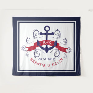 Tapiz Ancla de barco náutica azul marino y roja