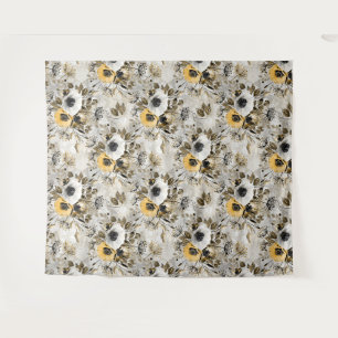 Tapiz Anemones blancos, amarillos sobre fondo gris-marró