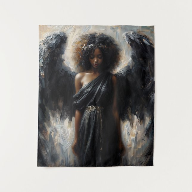 Tapiz Ángel africano con alas negras (Anverso)