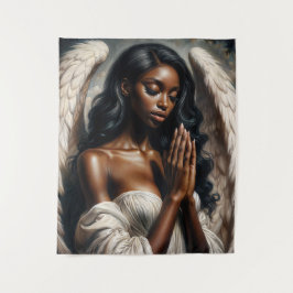 Tapiz Ángel de la mujer negra rezando arte