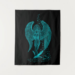 Tapiz Ángel perdido en el amor, negro y verde diseño