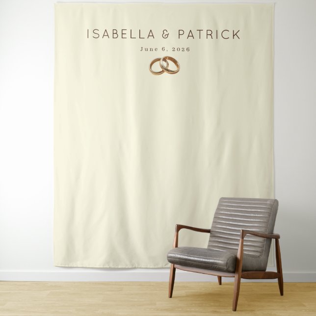 Tapiz Anillos de boda elegantes beige (In situ)