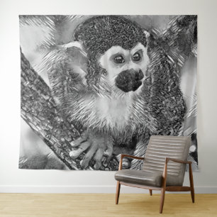 Tapiz AnimalArtBW_Monkey_002