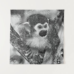 Tapiz AnimalArtBW_Monkey_002