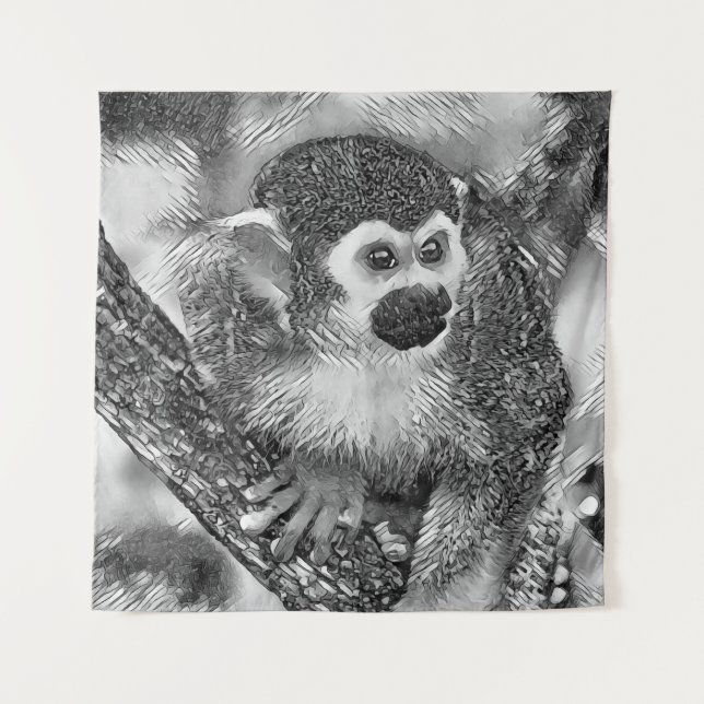 Tapiz AnimalArtBW_Monkey_002 (Anverso)