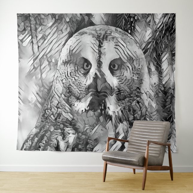 Tapiz AnimalArtBW_Owl_001 (In situ (horizontal))