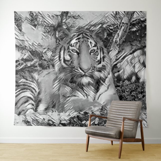 Tapiz AnimalArtBW_Tiger_001 (In situ (horizontal))