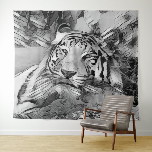 Tapiz AnimalArtBW_Tiger_002 (In situ (horizontal))