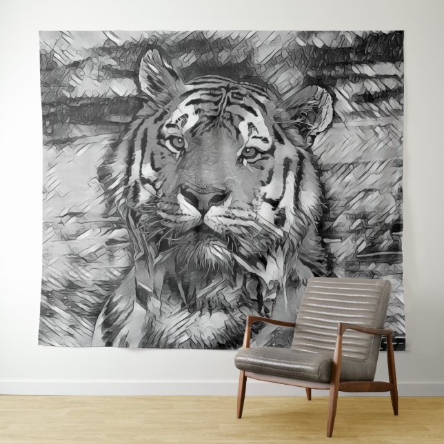 Tapiz AnimalArtBW_Tiger_004 (In situ (horizontal))