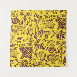 Tapiz Animales africanos: Patrón cultural sin foco.