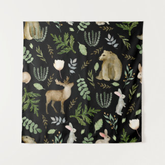 Tapiz Animales Curados: Mano de acuarela dibujada.