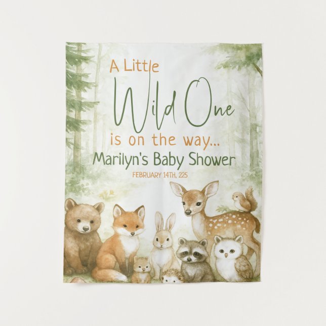 Tapiz Animales de bebé de Baby Shower Cute Woodland (Anverso)
