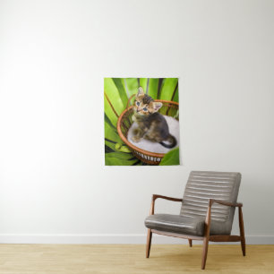 Tapiz Animales de bebé más afectados   Gatito en canasta