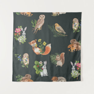 Tapiz Animales de la Selva Acuarela: Cute Seamless