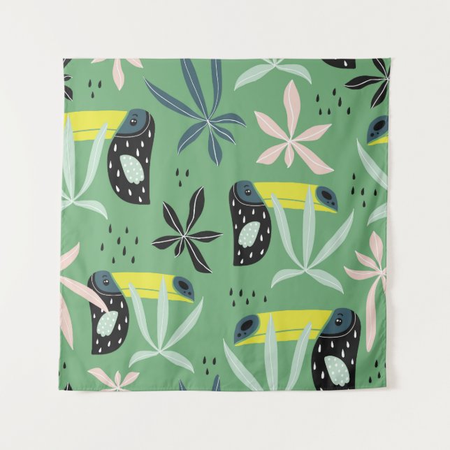 Tapiz Animales de la selva, elementos tropicales, sin co (Anverso)