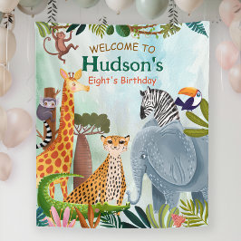 Tapiz Animales de safari selva cumpleaños acuarela niño