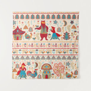 Tapiz Animales del bosque lechero: fondo beige