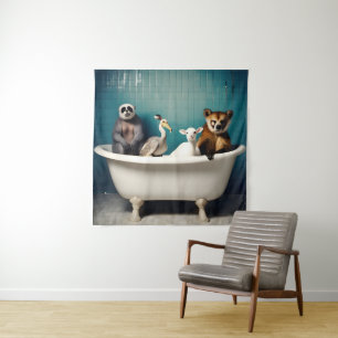 Tapiz Animales divertidos en el baño