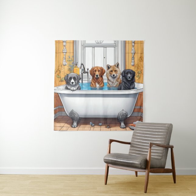 Tapiz Animales divertidos en el baño (In situ)