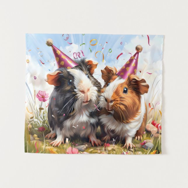 Tapiz Animales fiestas - 2 cerdos de Guinea (Anverso (horizontal))