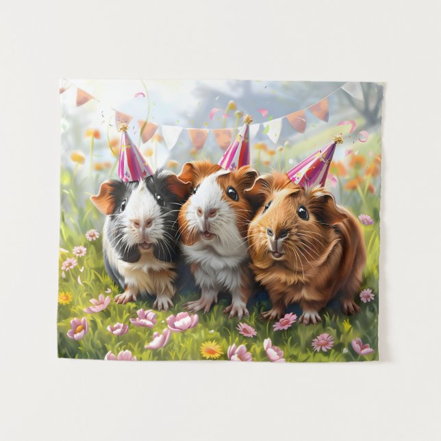 Tapiz Animales fiestas - 3 cerdos de Guinea (Anverso (horizontal))