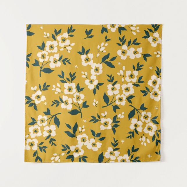 Tapiz Animales forestales, máscaras, patrones de virus. (Anverso)