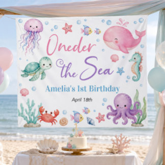Tapiz Animales Lindo del Océano Cumpleaños Oneder Bajo e